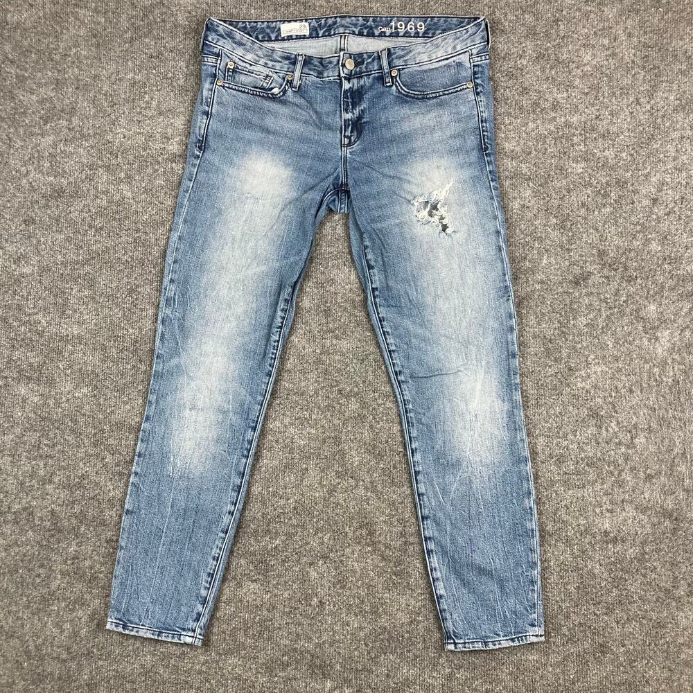 Gap 1969 Jeans Womens Size 29R Blue Always‎ Skinny Distressed Stretch